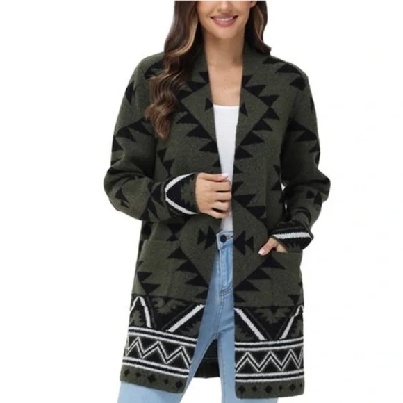 Frye “The Cozy Cardigan” Native American Design Open Cardigan Small EUC! - Picture 1 of 12